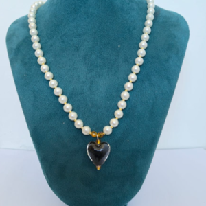 Collar Murano - Perlas y Corazon Murano Vidrio