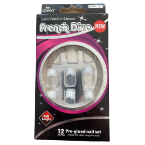 Uñas con pegamento - French Diva 12 piezas 1