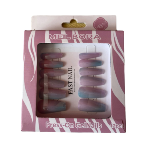 Uñas press on - Meil Bora - Celeste y Violeta